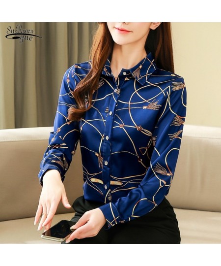 New Silk Shirt Women's Korean 2023 Spring Long Sleeve Shirts For Women Casual Print Women Blouse And Tops Blusas Mujer 8185 5...