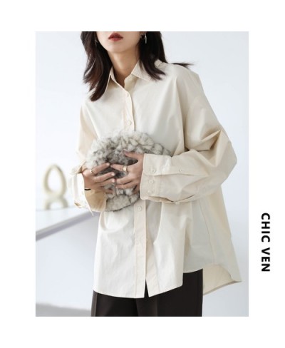 Korean Fashion Women Blouses Cotton Solid Long Sleeve Women's Shirt Loose Office Lady Woman Top Spring Autumn 2022 $63.17 - W...