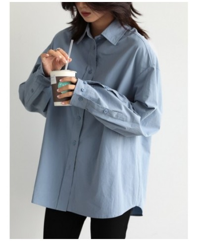 Korean Fashion Women Blouses Cotton Solid Long Sleeve Women's Shirt Loose Office Lady Woman Top Spring Autumn 2022 $63.17 - W...