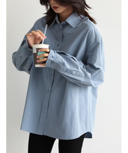 Korean Fashion Women Blouses Cotton Solid Long Sleeve Women's Shirt Loose Office Lady Woman Top Spring Autumn 2022 $63.17 - W...