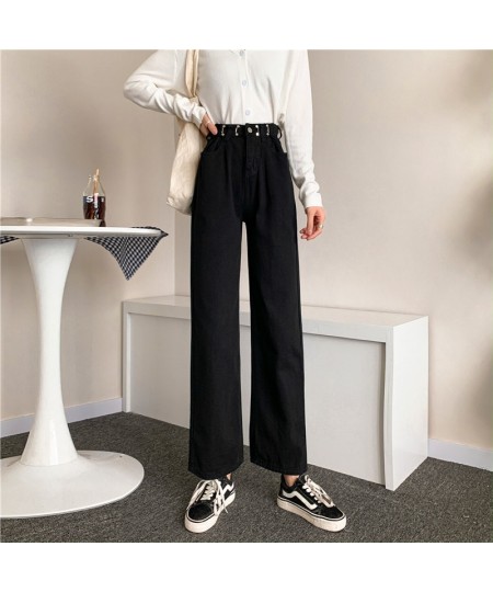 Streetwear Baggy Button Fly Solid Wige Leg Denim Pants Women Korean Style Casual Jeans Female Classic Straight Denim Trousers...