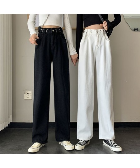 Streetwear Baggy Button Fly Solid Wige Leg Denim Pants Women Korean Style Casual Jeans Female Classic Straight Denim Trousers...