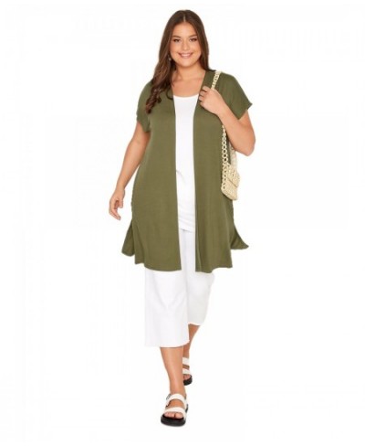 Plus Size Summer Casual Longline Cardigan Women Short Sleeve Loose Solid Kimono Large Size Elegant Open Front Cardigan 4XL 5X...