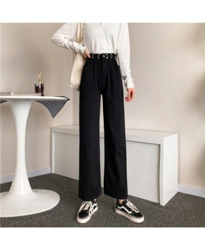 Streetwear Baggy Button Fly Solid Wige Leg Denim Pants Women Korean Style Casual Jeans Female Classic Straight Denim Trousers...