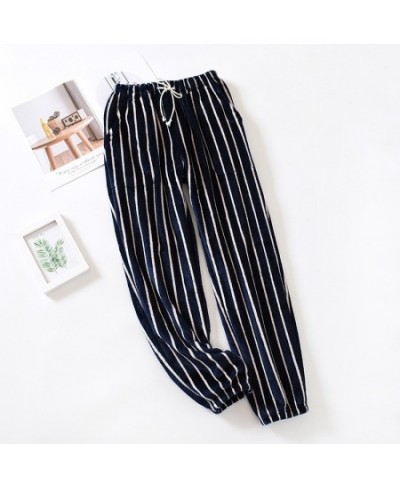 Striped Couple's Winter Flannel Home Pajamas Pant Men And Women Thickened Warm Household Trousers Coral Fleece Sleepwear Pant...