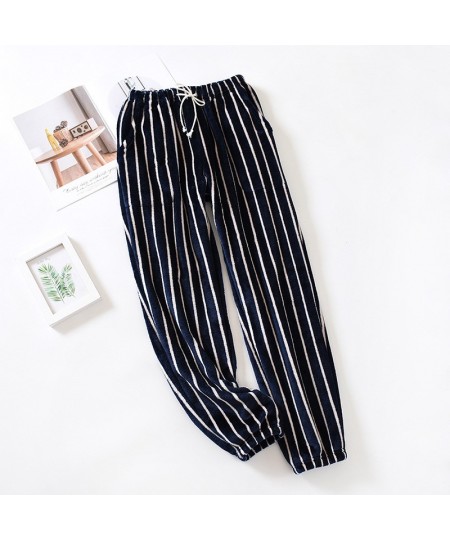 Striped Couple's Winter Flannel Home Pajamas Pant Men And Women Thickened Warm Household Trousers Coral Fleece Sleepwear Pant...