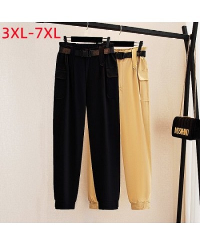 New 2022 Summer Plus Size Jogger Pants For Women Large Overalls Loose Cotton Black Long Trousers 3XL 4XL 5XL 6XL 7XL $70.48 -...