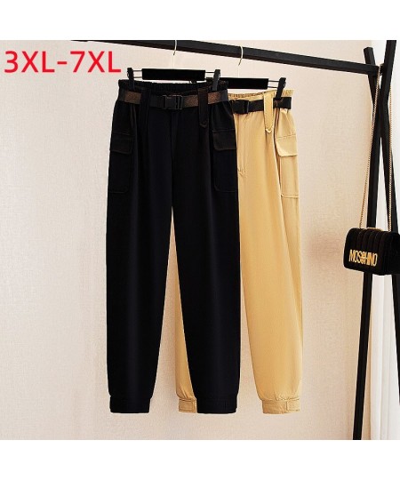 New 2022 Summer Plus Size Jogger Pants For Women Large Overalls Loose Cotton Black Long Trousers 3XL 4XL 5XL 6XL 7XL $70.48 -...