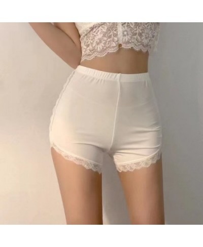 Summer Sexy Anti-slip Ice Silk Safety Pants Lace Edge Leggings Ladies Can Wear Anti-smear High Waist Safety Shorts $11.39 - U...