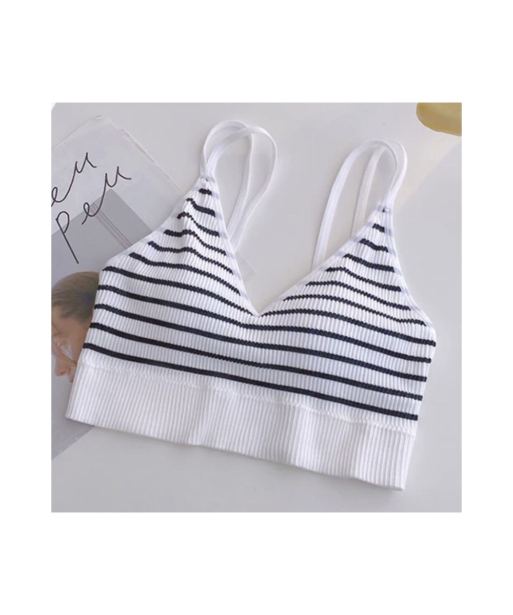 Women Tank Crop Top Seamless Underwear Female Crop Tops Sexy Lingerie Intimates Padded Camisole Female Black Striped Beauty $...