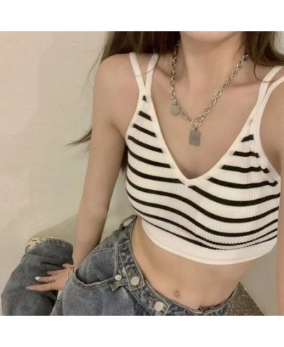 Women Tank Crop Top Seamless Underwear Female Crop Tops Sexy Lingerie Intimates Padded Camisole Female Black Striped Beauty $...