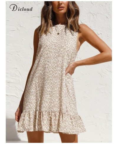 Beach Summer Dress Women 2022 Elegant Sexy Leopard Print White Sundress Casual Sleeveless Ruffle Light Female Clothing $28.86...