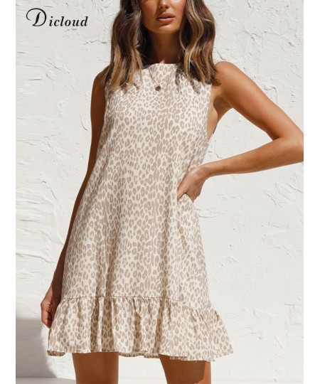 Beach Summer Dress Women 2022 Elegant Sexy Leopard Print White Sundress Casual Sleeveless Ruffle Light Female Clothing $28.86...