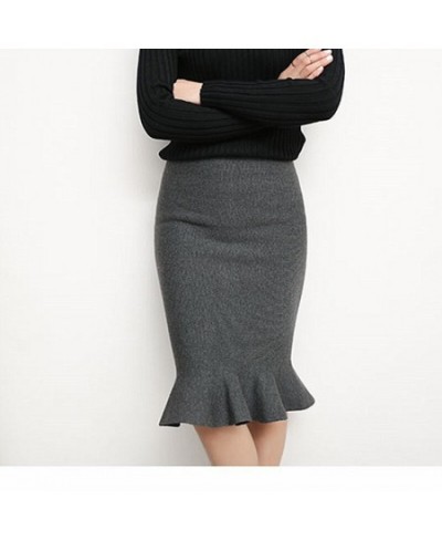 lady high waist knitted skirt fish tail mermaid skirt women slim fitted skirts Flounced pencil skirt spring autumn bud style ...