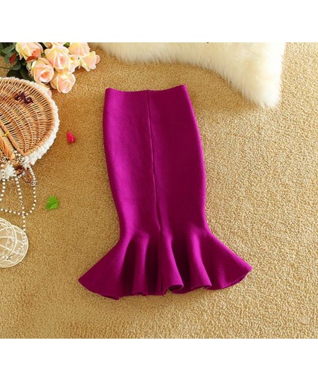 lady high waist knitted skirt fish tail mermaid skirt women slim fitted skirts Flounced pencil skirt spring autumn bud style ...