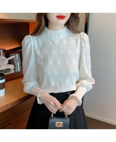 Stylish Solid Color Loose Ruffles Lace Blouse Women Clothing 2023 Spring New Casual Pullovers Puff Sleeve Office Lady Shirt $...