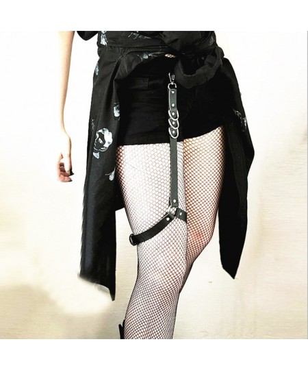 2023 Women Sexy Punk Goth Heart PU Leather Elastic Garter Belt Leg Thigh Ring Clothing Accessory Spring Summer Leg Harness $1...