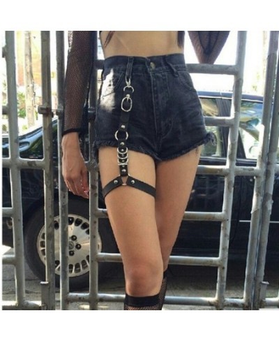 2023 Women Sexy Punk Goth Heart PU Leather Elastic Garter Belt Leg Thigh Ring Clothing Accessory Spring Summer Leg Harness $1...