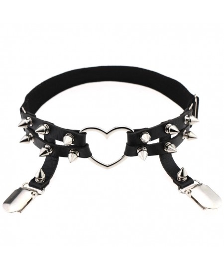 2023 Women Sexy Punk Goth Heart PU Leather Elastic Garter Belt Leg Thigh Ring Clothing Accessory Spring Summer Leg Harness $1...