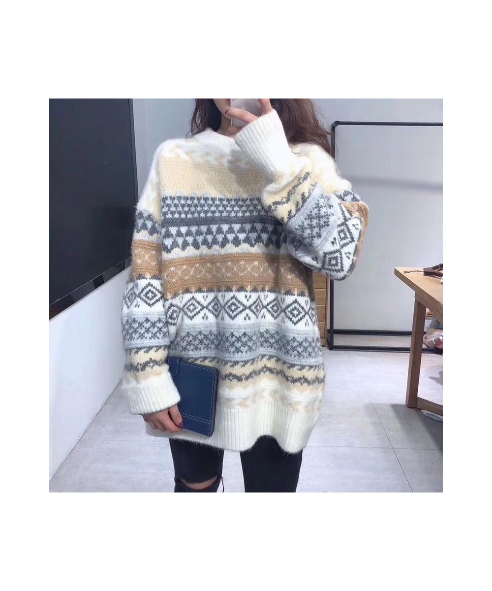 Pullovers Women Vintage Loose Casual Sweaters Geometric Female Harajuku Korean Fashion Womens Striped Sweater Streetwear Y2k ...