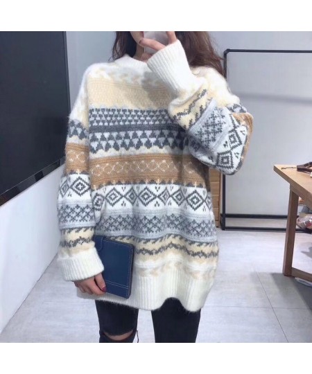 Pullovers Women Vintage Loose Casual Sweaters Geometric Female Harajuku Korean Fashion Womens Striped Sweater Streetwear Y2k ...