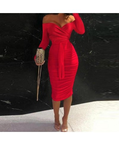 Summer Women Midi Dress Floral Print Ruched Lace Up One Shoulder Robe Elegant Bodycon Party Dress 2023 $36.97 - Dresses