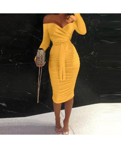 Summer Women Midi Dress Floral Print Ruched Lace Up One Shoulder Robe Elegant Bodycon Party Dress 2023 $36.97 - Dresses