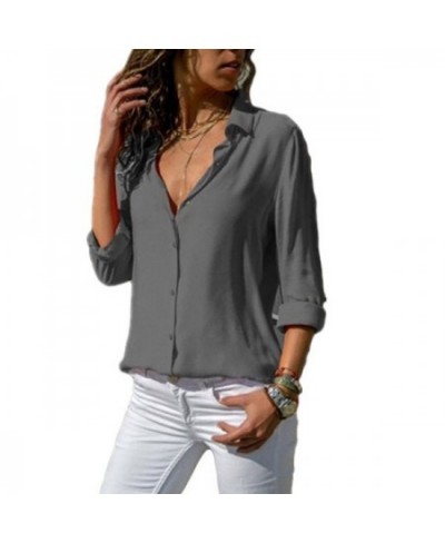 Fashion Women's Plus Size Blouse Shirt 2023 Spring Autumn Casual Long Sleeve V Neck Ladies Buttons Tops Loose Harajuku Blouse...