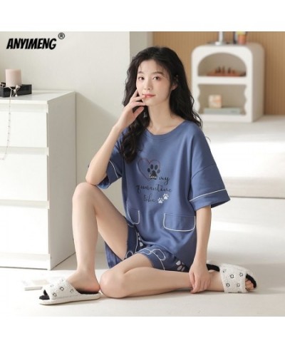 M-5XL Cute Bear Homesuits for Lady Woman Knitted Cotton Nightwear Summer Shorts Leisure Sleepwear Cool Pajamas Set for Female...