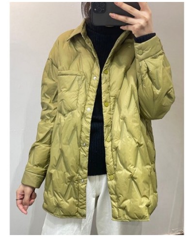 2023 New Winter Women 90% White Duck Down Coat Female Single Breasted Puffer Jacket Casual Loose Ultra Light Outwear $65.23 -...