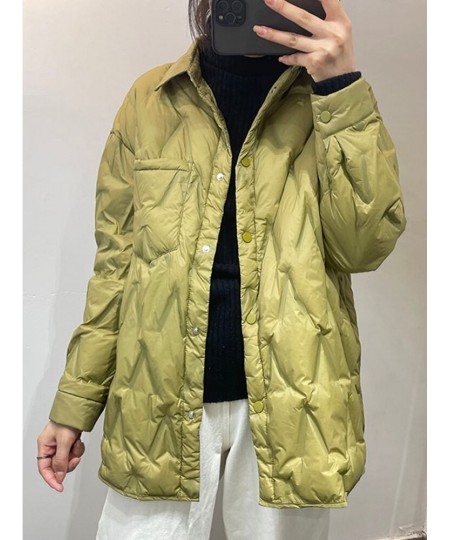 2023 New Winter Women 90% White Duck Down Coat Female Single Breasted Puffer Jacket Casual Loose Ultra Light Outwear $65.23 -...