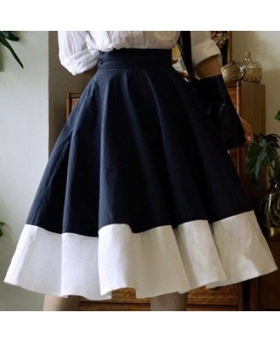 Vintage 50s High Waist Stitching Ball Gown Skirts Women Elegant Big Swing Umbrella $61.40 - Skirts