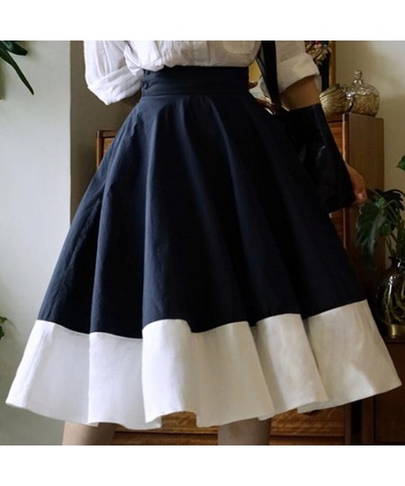 Vintage 50s High Waist Stitching Ball Gown Skirts Women Elegant Big Swing Umbrella $61.40 - Skirts