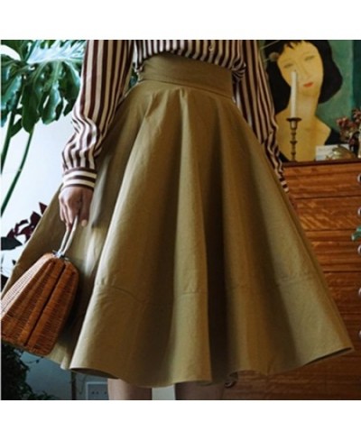 Vintage 50s High Waist Stitching Ball Gown Skirts Women Elegant Big Swing Umbrella $61.40 - Skirts