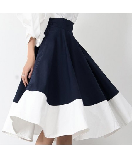 Vintage 50s High Waist Stitching Ball Gown Skirts Women Elegant Big Swing Umbrella $61.40 - Skirts