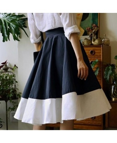 Vintage 50s High Waist Stitching Ball Gown Skirts Women Elegant Big Swing Umbrella $61.40 - Skirts