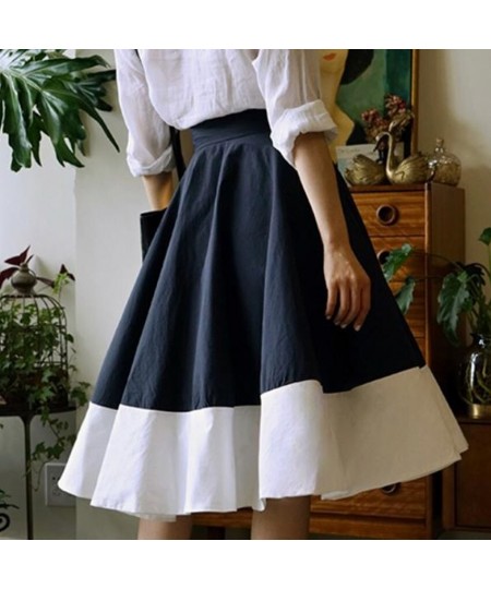 Vintage 50s High Waist Stitching Ball Gown Skirts Women Elegant Big Swing Umbrella $61.40 - Skirts