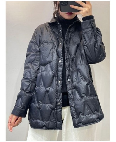 2023 New Winter Women 90% White Duck Down Coat Female Single Breasted Puffer Jacket Casual Loose Ultra Light Outwear $65.23 -...