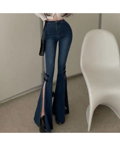 Women Jeans 2023 Spring New Fashion Casual Solid Vintage Full Length Flare Pants Skinny Women Clothing $45.12 - Jeans