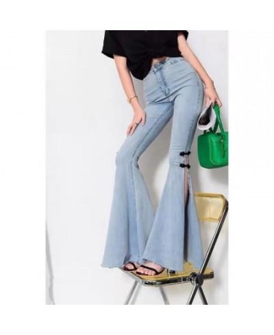 Women Jeans 2023 Spring New Fashion Casual Solid Vintage Full Length Flare Pants Skinny Women Clothing $45.12 - Jeans