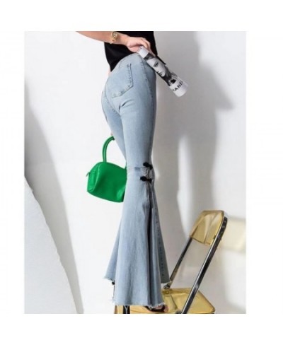 Women Jeans 2023 Spring New Fashion Casual Solid Vintage Full Length Flare Pants Skinny Women Clothing $45.12 - Jeans