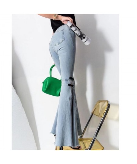 Women Jeans 2023 Spring New Fashion Casual Solid Vintage Full Length Flare Pants Skinny Women Clothing $45.12 - Jeans