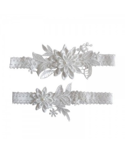 2pcs Women Bride Sexy Lace Crystal Rhinestones Floral Wedding Garter Set White Thigh Leg Garter Ring For Wedding Accessories ...