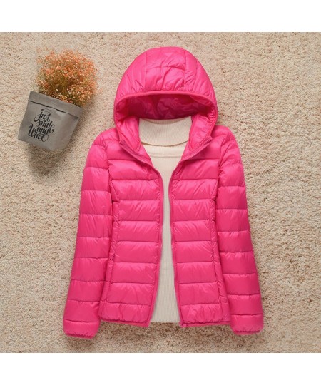 Women White Duck Down Jackets 2022 New Portable Hooded Down Coat Ultralight Winter Coat for Women Warm Windproof Down Parkas ...