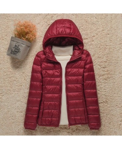 Women White Duck Down Jackets 2022 New Portable Hooded Down Coat Ultralight Winter Coat for Women Warm Windproof Down Parkas ...