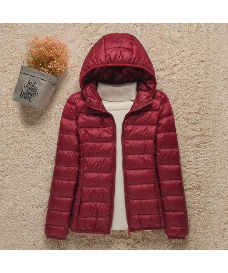 Women White Duck Down Jackets 2022 New Portable Hooded Down Coat Ultralight Winter Coat for Women Warm Windproof Down Parkas ...