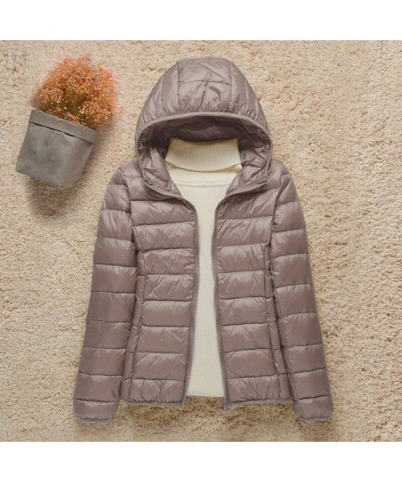 Women White Duck Down Jackets 2022 New Portable Hooded Down Coat Ultralight Winter Coat for Women Warm Windproof Down Parkas ...