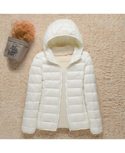 Women White Duck Down Jackets 2022 New Portable Hooded Down Coat Ultralight Winter Coat for Women Warm Windproof Down Parkas ...