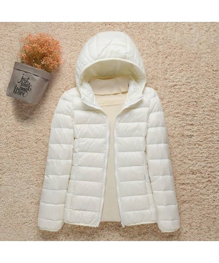 Women White Duck Down Jackets 2022 New Portable Hooded Down Coat Ultralight Winter Coat for Women Warm Windproof Down Parkas ...