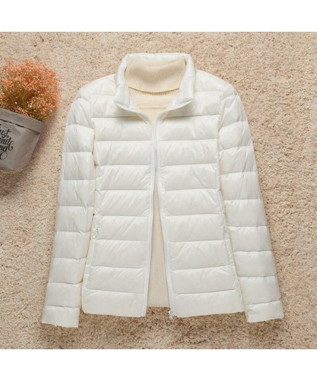 Women White Duck Down Jackets 2022 New Portable Hooded Down Coat Ultralight Winter Coat for Women Warm Windproof Down Parkas ...